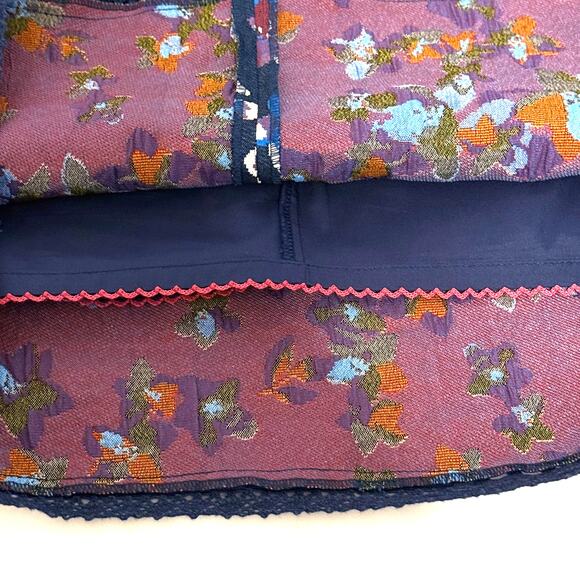 Maeve Anthropologie Cardana Size 0 Blue Jacquard Floral Mini Skirt Y2K Style - Picture 9 of 13